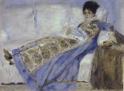 Pierre Renoir, Madame Monet Reclining on a Sofa Reading Le Figaro